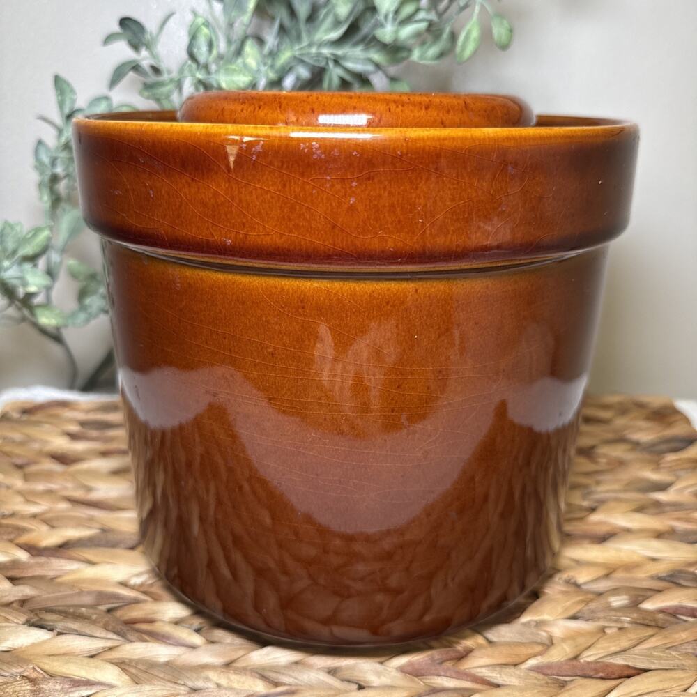 Vintage Pfaltzgraff 3.5 Qt Brown Amber Glaze Canister Cookie Jar w Lid USA Heavy